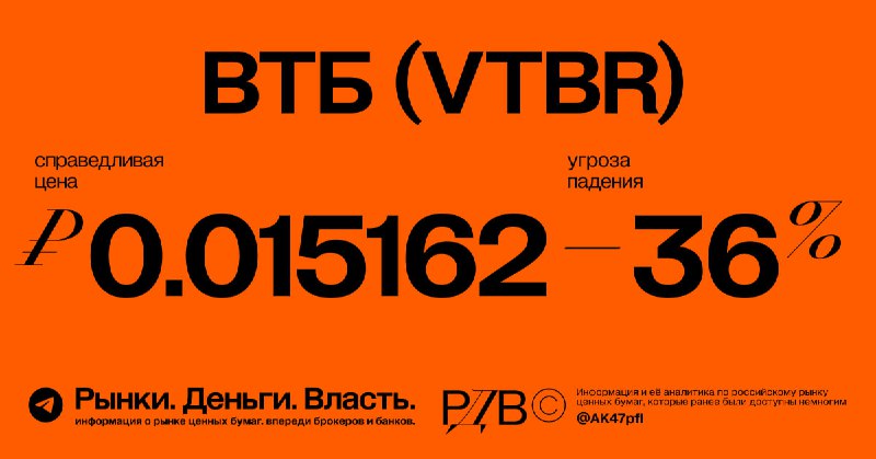 Подробнее о статье ВТБ (VTBR): справедливая цена акций вновь ПОНИЖЕНА до 0.015168 рублей, даунсайд 36%. #оценка  Глава