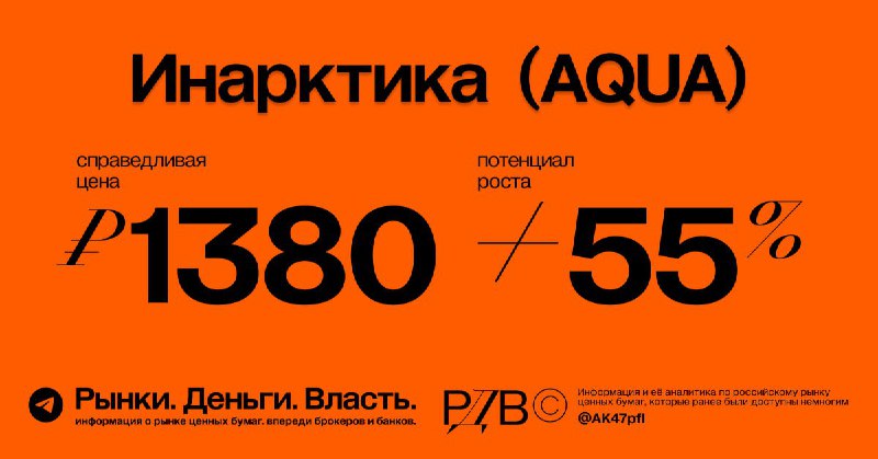 Подробнее о статье Справедливая цена акций Инарктика (AQUA) 1380 рублей, потенциал роста +55%. #оценка @AK47pfl