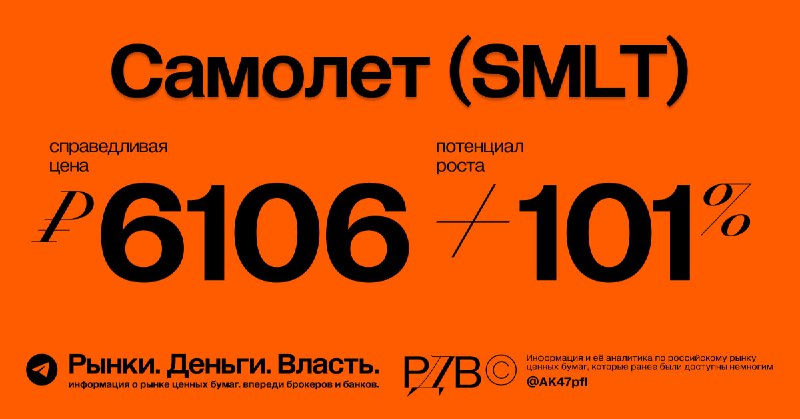 Подробнее о статье Справедливая цена акций Самолет (SMLT) 6106 рубля, потенциал роста +101%. #оценка @AK47pfl