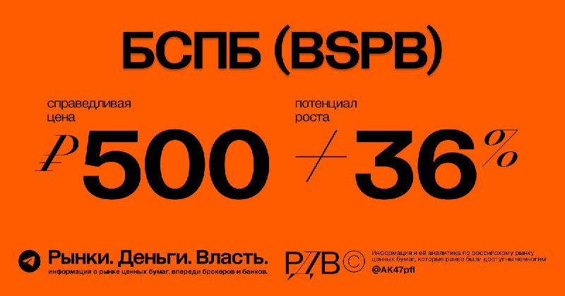 Подробнее о статье Справедливая цена акций Банк Санкт-Петербург (BSPB) 500 рублей, потенциал роста +36%. #оценка @AK47p