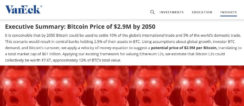 Подробнее о статье #BTC #крипто #прогноз #макроновый прогноз VanEck : BTC  $3 000 000 к 2050 г