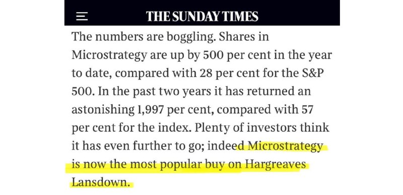 Подробнее о статье #MSTR #sentiment акции Microstrategy сейчас являются самой популярной покупкой на Hargreaves Lansdow
