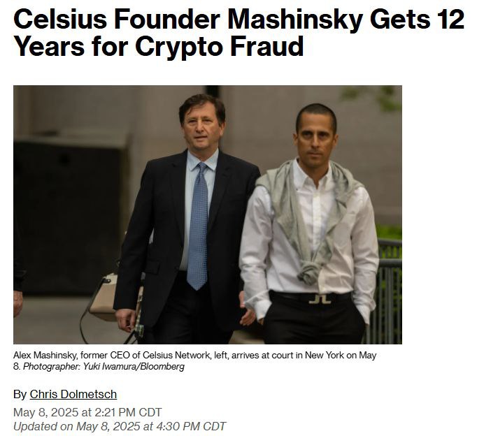 Вы сейчас просматриваете Генеральный директор Celsius Network Алекс Машински приговорен к 12 годам тюрьмы за обман сотен тыся