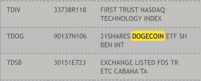 Вы сейчас просматриваете #DOGE #etf #крипто Спотовый DOGE ETF от 21Shares появился на сайте DTCC (Depository Trust & Clearing